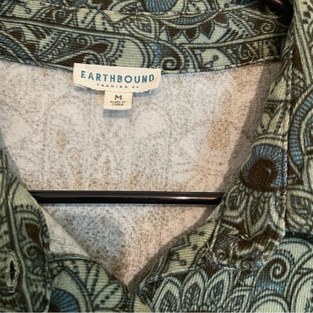 Earthbound Evil Eye Mandala Ribbed Soft Button-Up Shirt M Boho Festival - Picture 3 of 9